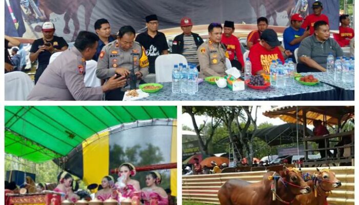 HUT TIM GAGAK RIMANG DI LAPANGAN KERAPAN SAPI TRADISIONAL DESA SANGGRA AGUNG SOCAH BANGKALAN DI HADIRI LANGSUNG KAPOLRES BESERTA WAKIL KAPOLRES BANGKALAN MADURA